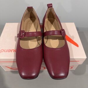 Bueno Burgundy Mary Jane Flats